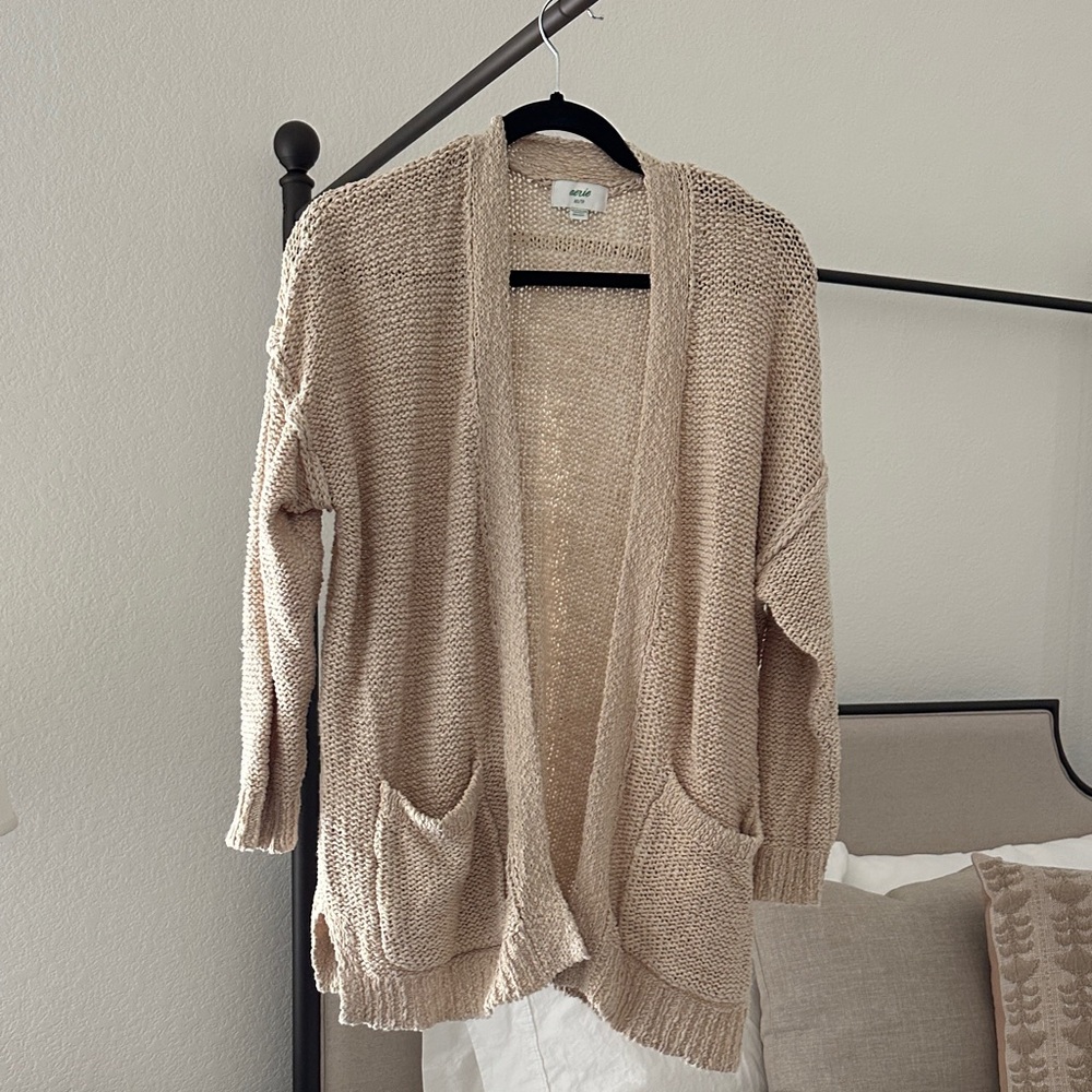 Aerie Beige Open-Front Sweater XS